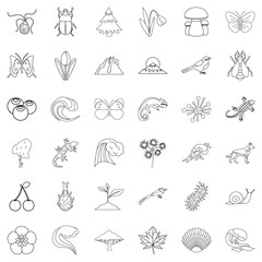 Life forest icons set, outline style