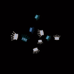 Elegant vector background with colored crowns. Simple gentle template for the card, invitation, printing. Fashionable decoration with beautiful crowns.