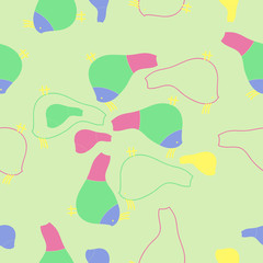 Birds seamless pattern, stripes,  spots . Hand drawn.