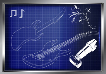 Guitar on a blue
