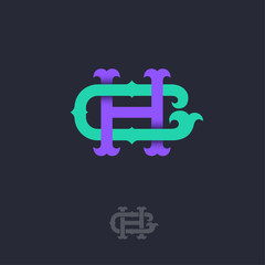 H and C monogram. H and C crossed letters, intertwined letters initials