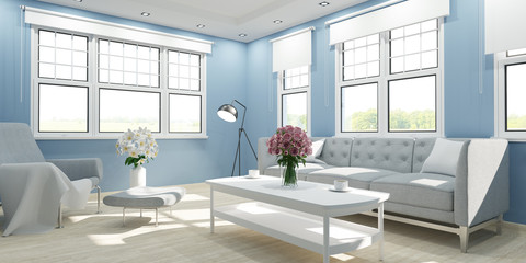 Helles Wohnzimmer mit Sofa und Couchtisch