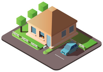 isometric cottage isolated