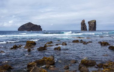 Landscape from the Volcanic Beach of Mosteiros in Sao Miguel, Azores, Portugal.