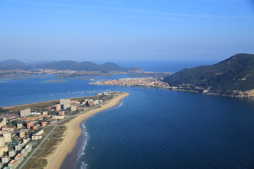 Aerial view of beach on the north coast of Spain.