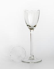 Standing broken glass isolated on white background