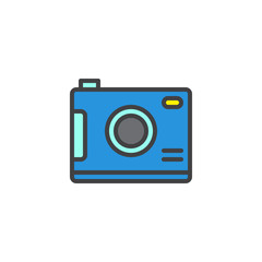 Digital camera filled outline icon, line vector sign, linear colorful pictogram isolated on white. Photo symbol, logo illustration. Pixel perfect vector graphics