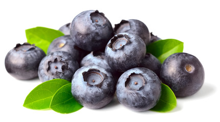 fresh blueberries isolated on white
