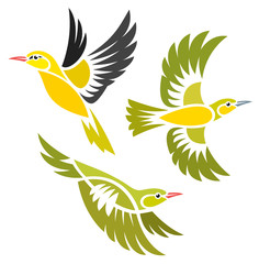 Stylized Birds - Orioles in flight