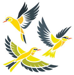 Stylized Birds - Orioles in flight
