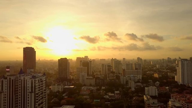 Aerial Bangkok City at sunset