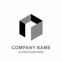 Geometric Hexagon Square Cube Space Box Architecture Interior Construction Business Company Stock Vector Logo Design Template