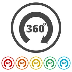 360 degrees icon, 6 Colors Included