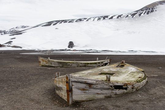 Old wooden boat on the beach