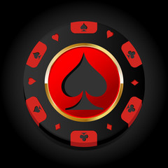 Casino chip with gold elements © Elena Baryshkina