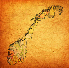 Obraz premium Vestfold region on administration map of norway
