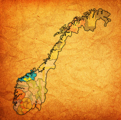 Møre and Romsdal region on administration map of norway