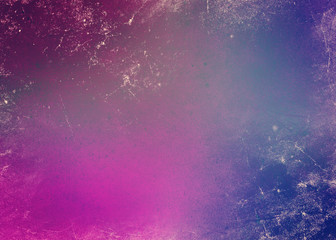 Gradient multicolored pink blue lilac abstract background with shabby paint. Retro banner effect design with blank multicolored background.