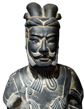 Terracotta Qin Dynasty Soldier. Isolated.