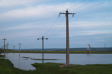 Fototapeta na wymiar Flooded field after storm