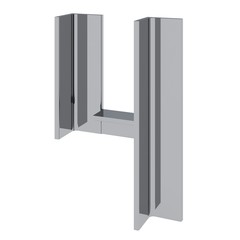 Shiny 3D number metal profile of the area. Number in stainless steel. Steel number for engineers and steel-industry. 3D rendering.