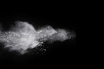 White powder on black background.