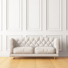 Interior of the living room with a sofa. Trend color. 3d