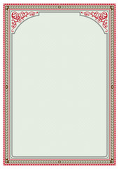 Ornate rectangular framework. Template for certificate, diploma, announcement, label. A4 proportions. Removable elements.
