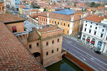 panorama seen from the Este castle Ferrara Italy