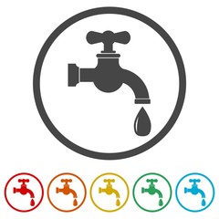 Faucet vector icon, Vector tap symbol, 6 Colors Included