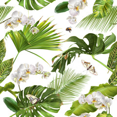 Tropical orchid white pattern © purplebird