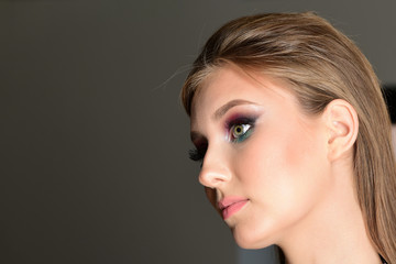 Naklejka premium Style and fashion concept: model with thoughtful look