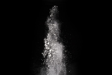 White powder on black background.