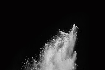 White powder on black background.