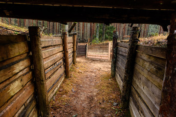 old wooden trenshes in Latvia
