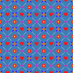 Heart and flower seamless pattern
