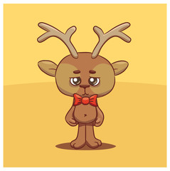 cute baby deer on a yellow background. vector illustration