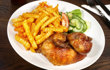Halbes Hähnchen mit Pommes Frites