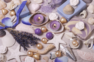 Fototapeta na wymiar Bath accessories, lavender