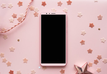 Cute Pink Background Phone Mockup Vertical