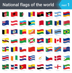 Waving flags of the world. Collection of flags - full set of national flags