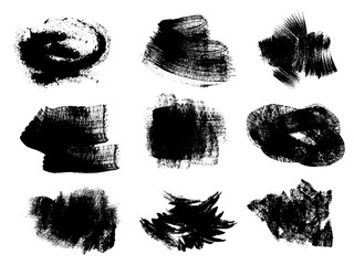 Set of hand-drawn acrylic vector textures. Grunge brush strockes on white background, frames for text