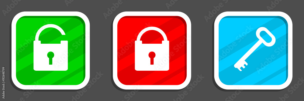 Poster padlock and key vector icons