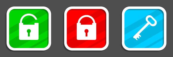 Padlock and key vector icons