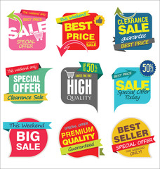 Modern sale stickers and tags colorful collection