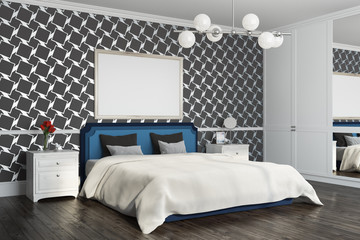 Black pattern bedroom corner, poster