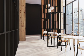 Dark wooden panoramic cafe