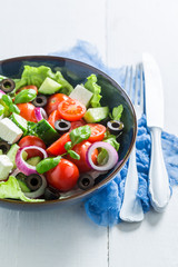 Closeup of fresh and healthy Greek salad
