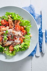 Classic Caesar salad made of fresh ingredients