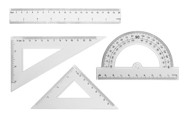 Set transparent rulers isolated on white background